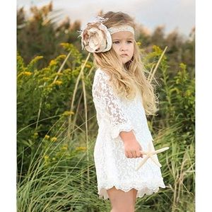 Girls Special Occasion 3/4 Sleeve Lace Dress